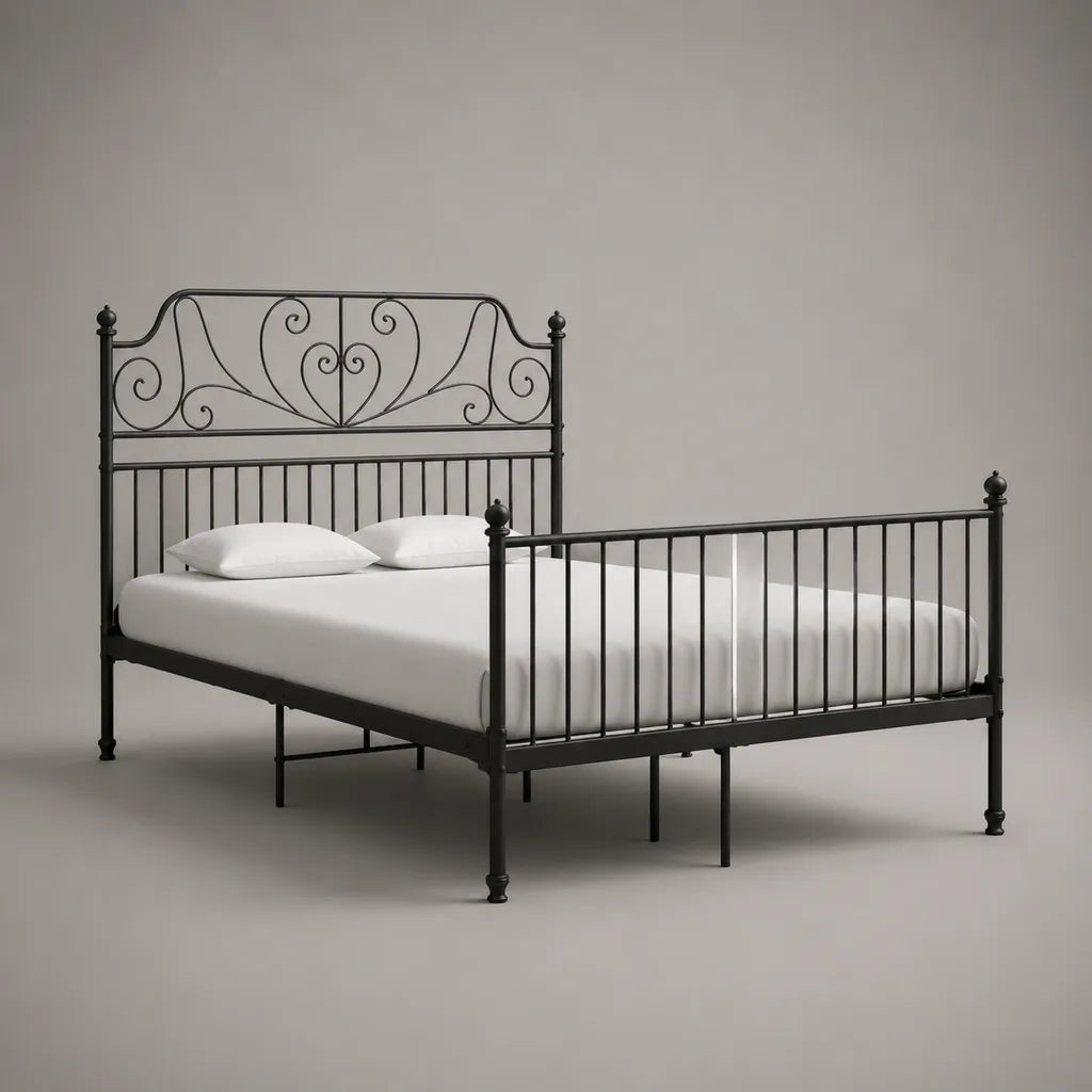 Metallbett-Doppelbett aus Stahl, Schwarz, Liegefläche 140 x 200 cm, Außenmaß 208 x 146 x 110 cm