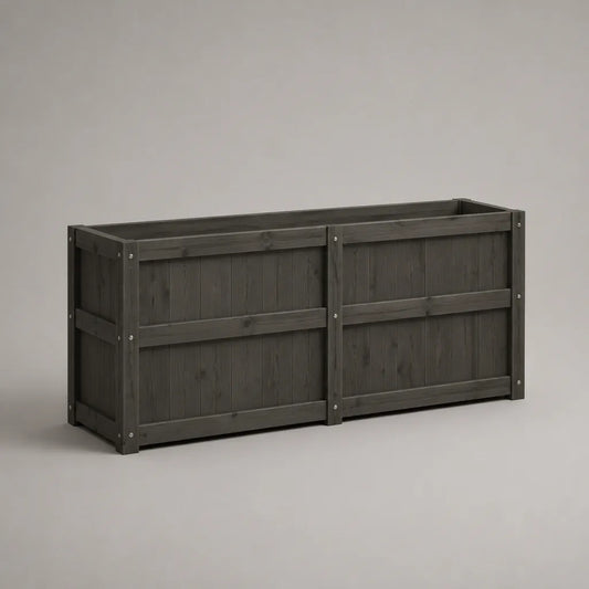 Rechteckiger Pflanzkasten aus massivem Tannenholz, Grau, 120 × 40 × 60 cm