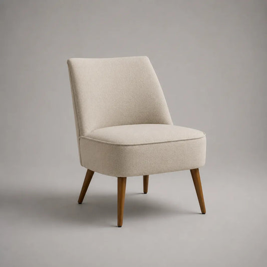 Loungesessel mit Bouclé-Bezug und Massivholzbeinen, Creme, 62 × 72 × 82 cm