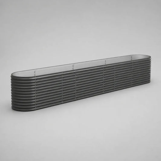 Langovales Hochbeet aus verzinktem Stahlblech, 240 × 60 × 45 cm, Anthrazit und Silbergrau