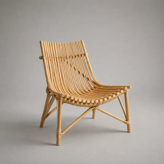Rattansessel aus massivem Natur-Rattan, Natur, 70 × 78 × 86 cm