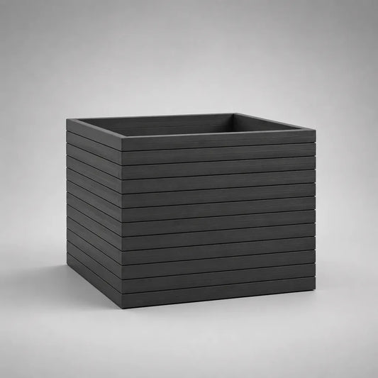 Quadratischer Pflanzkübel aus massivem Kiefernholz, Schwarz, 50 × 50 × 50 cm