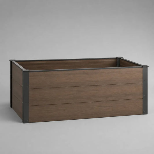 Rechteckiges Hochbeet aus WPC und pulverbeschichtetem Stahl, Braun/Schwarz, 120 × 60 × 60 cm