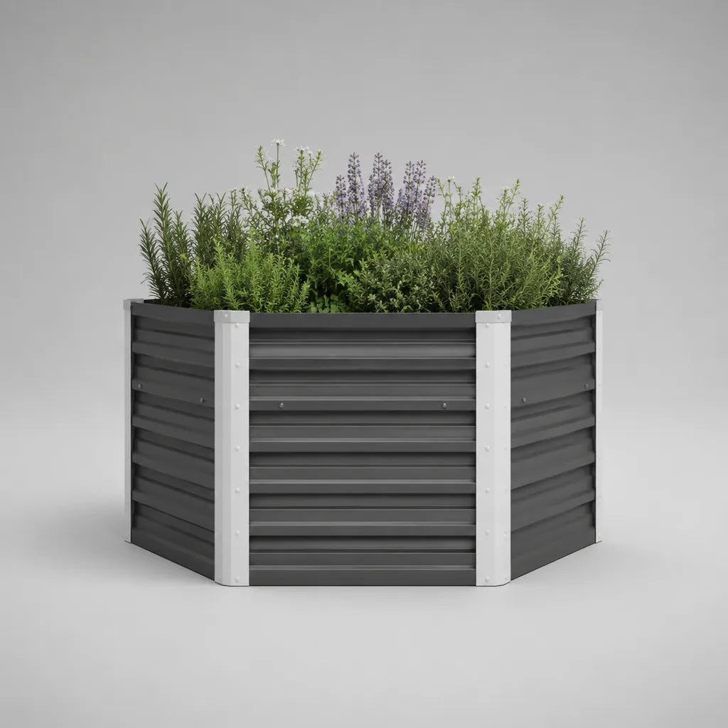 Rechteckiges Hochbeet aus verzinktem Stahl, Anthrazit/Silber, 120 × 90 × 60 cm