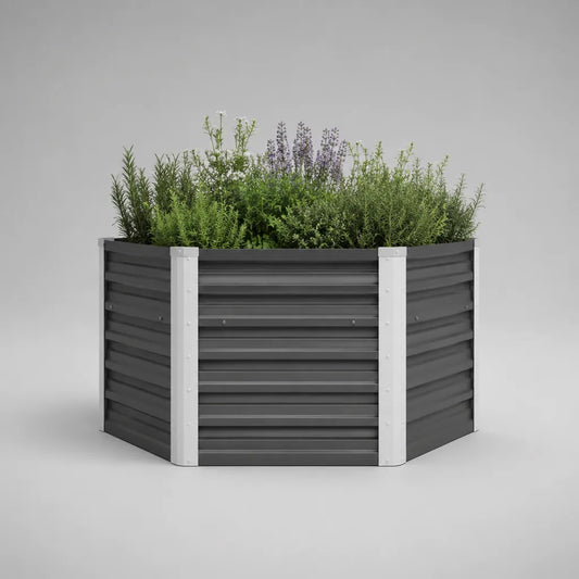Rechteckiges Hochbeet aus verzinktem Stahl, Anthrazit/Silber, 120 × 90 × 60 cm